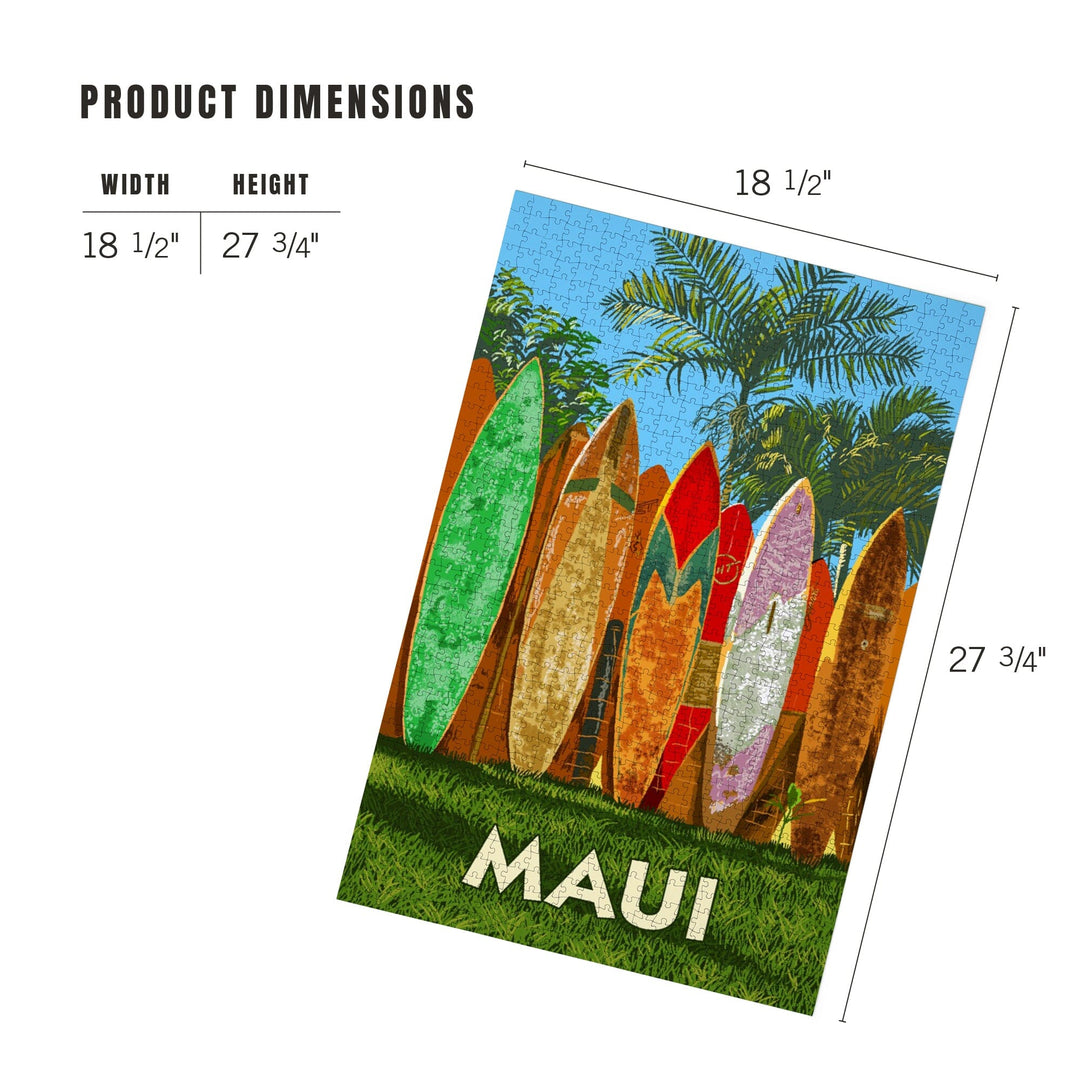 Maui, Surfboard Fence, Jigsaw Puzzle Puzzle Lantern Press 