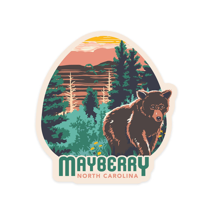 Mayberry North Carolina, Explorer Series, Contour, Vinyl Sticker Sticker Lantern Press 