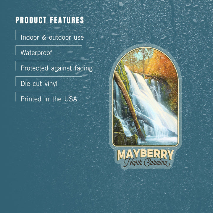 Mayberry North Carolina, Oil Painting, Contour, Vinyl Sticker Sticker Lantern Press 