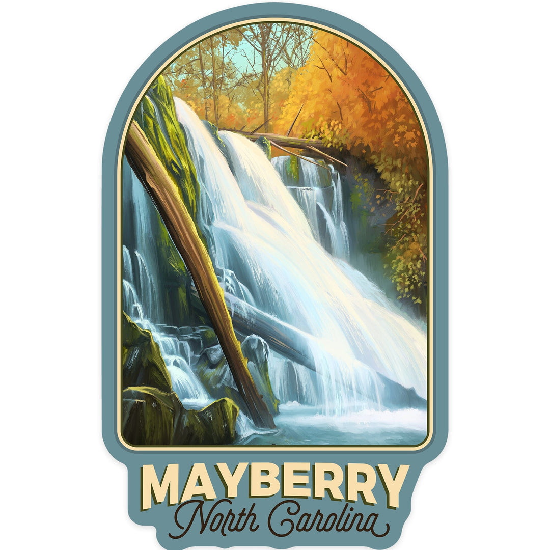 Mayberry North Carolina, Oil Painting, Contour, Vinyl Sticker Sticker Lantern Press 