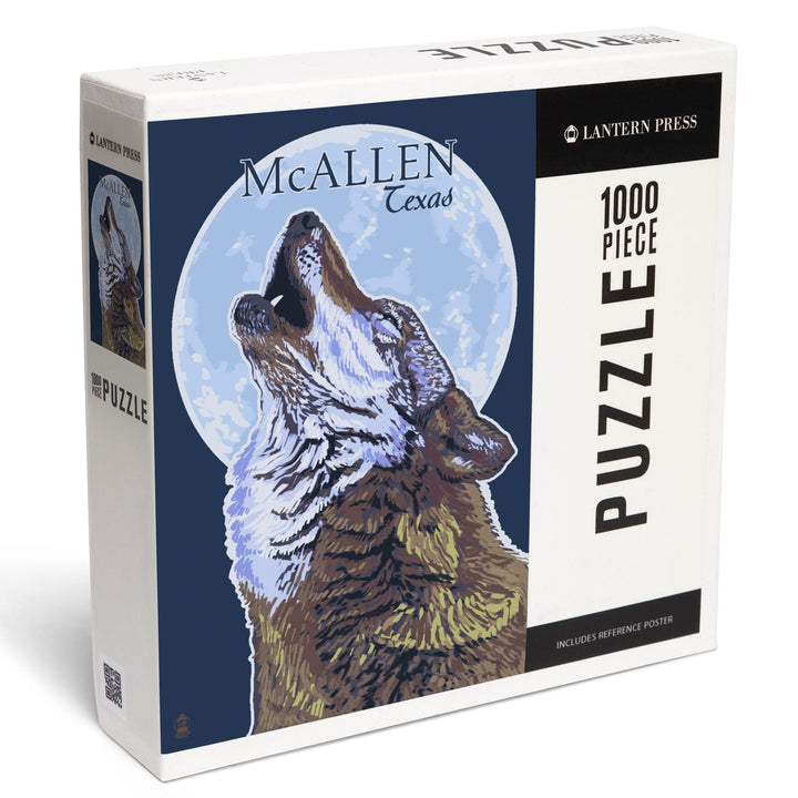 McAllen, Texas, Wolf Howling at Moon, Jigsaw Puzzle Puzzle Lantern Press 