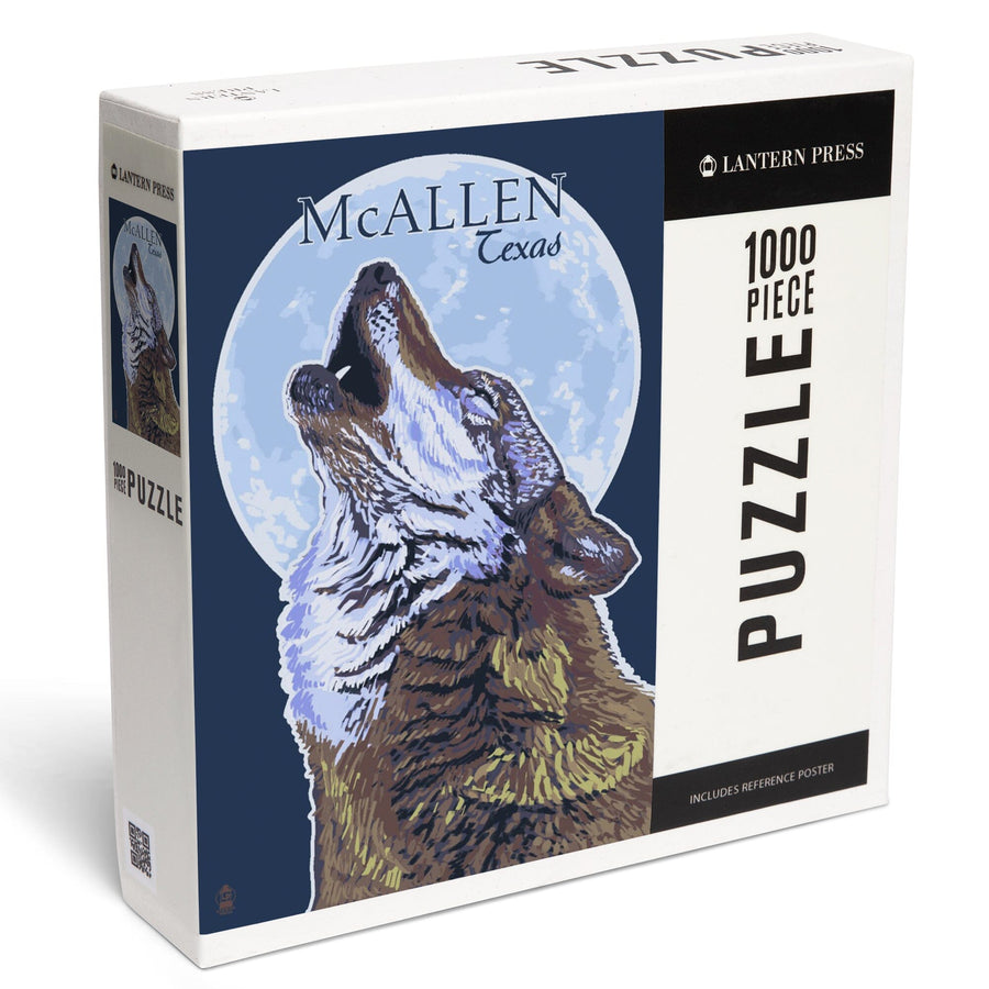 McAllen, Texas, Wolf Howling at Moon, Jigsaw Puzzle Puzzle Lantern Press 