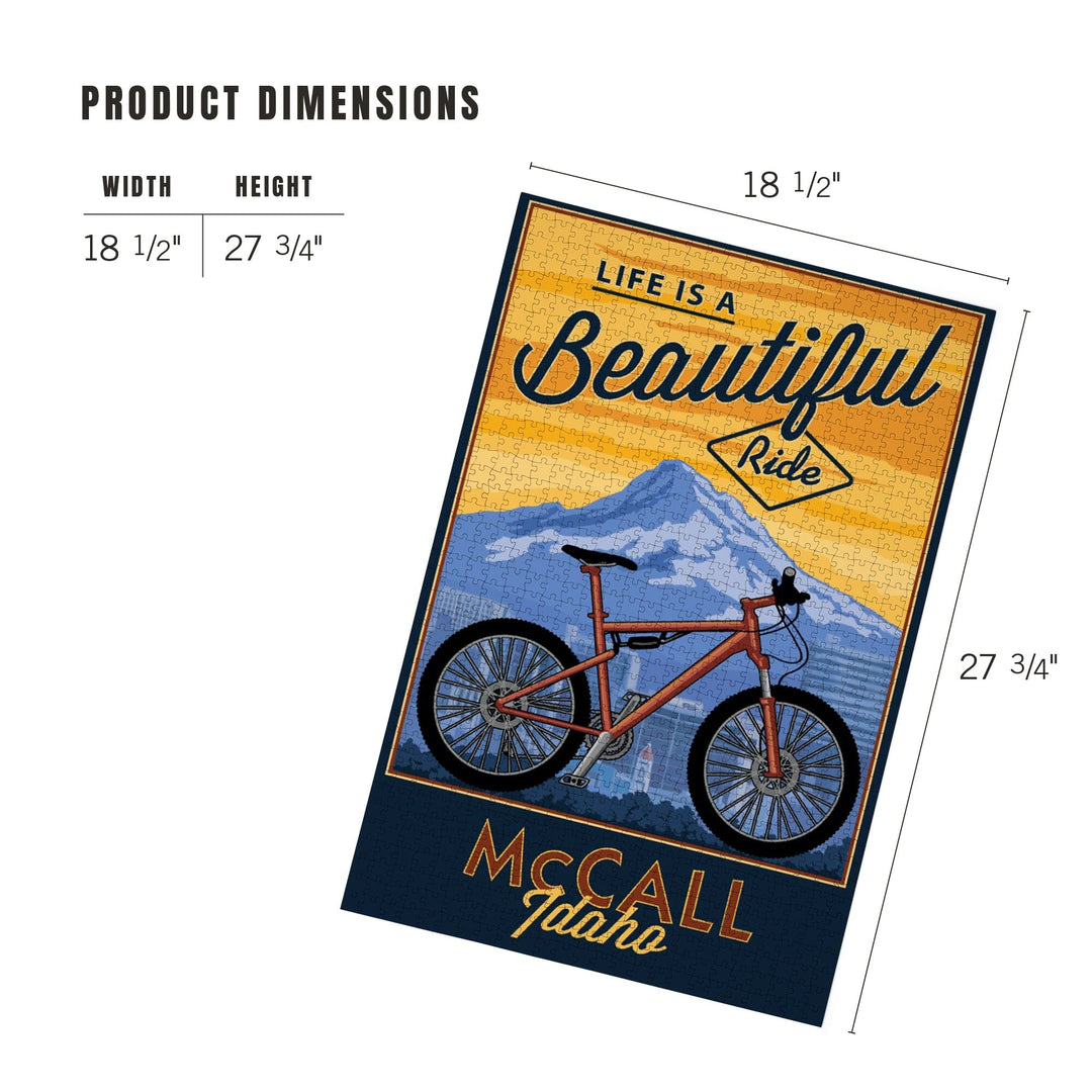 McCall, Idaho, Life is a Beautiful Ride, Bike and Mountain Press Arwork, Jigsaw Puzzle Puzzle Lantern Press 