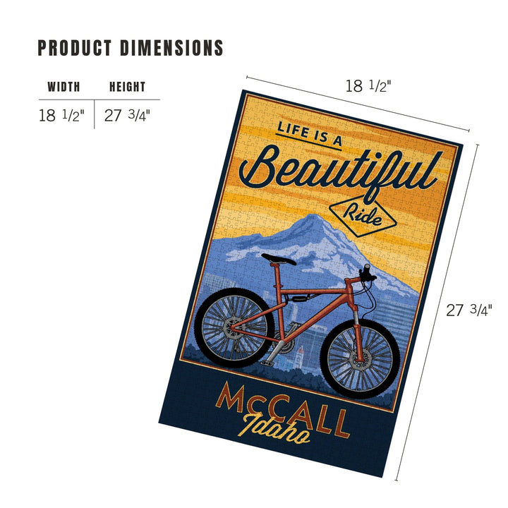 McCall, Idaho, Life is a Beautiful Ride, Bike and Mountain Press Arwork, Jigsaw Puzzle Puzzle Lantern Press 