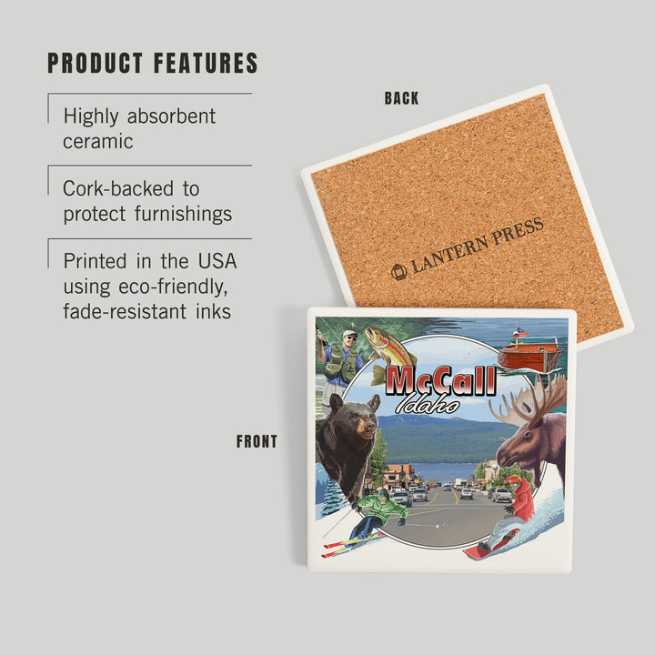 McCall, Idaho, Montage, Coasters Coasters Lantern Press 