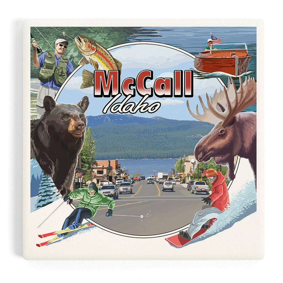 McCall, Idaho, Montage, Coasters Coasters Lantern Press 