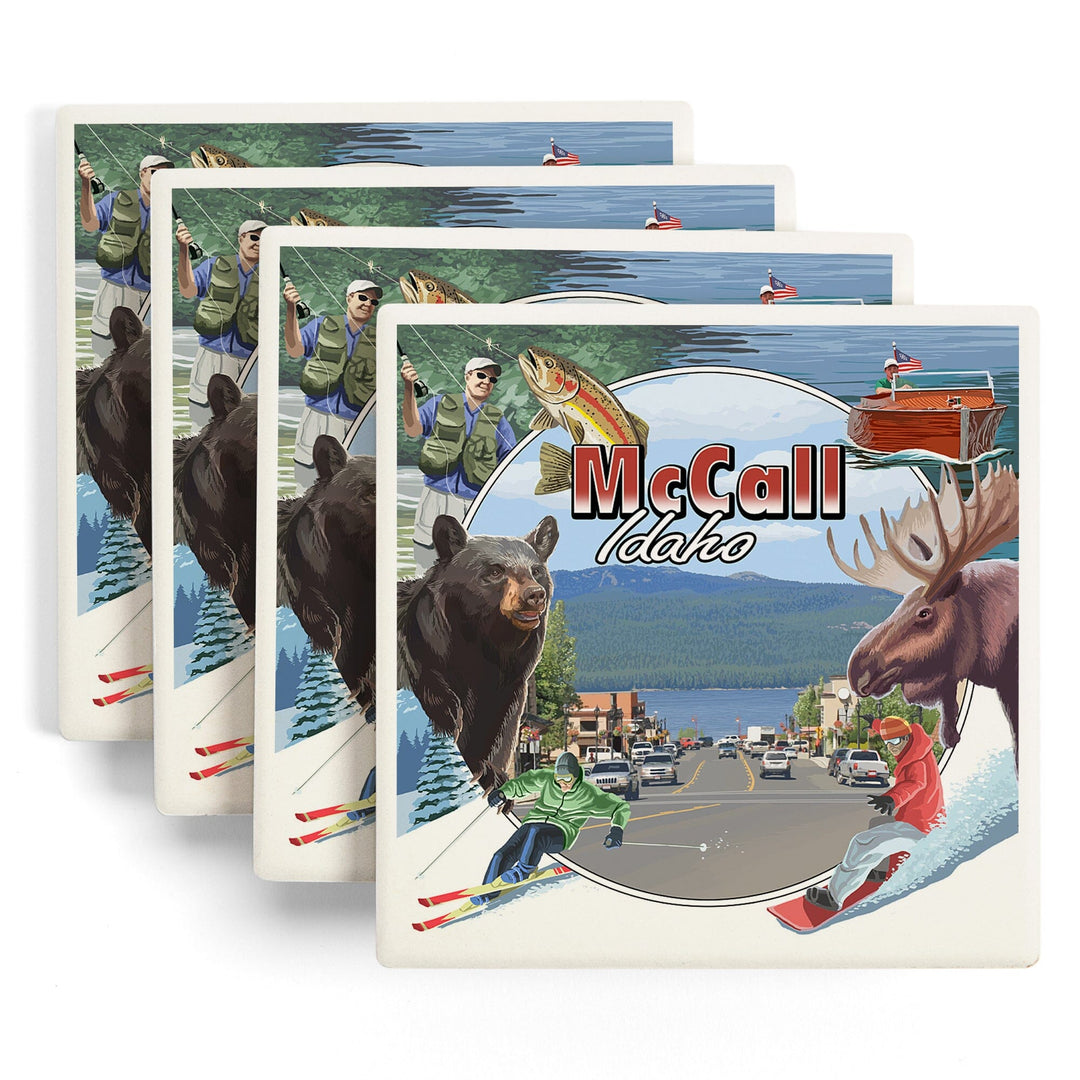 McCall, Idaho, Montage, Coasters Coasters Lantern Press 