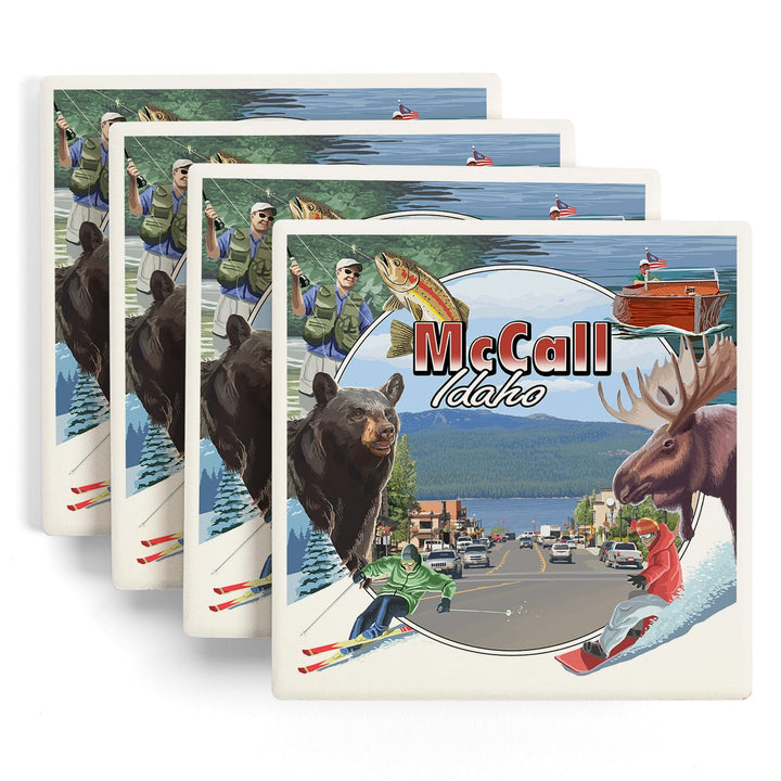 McCall, Idaho, Montage, Coasters Coasters Lantern Press 
