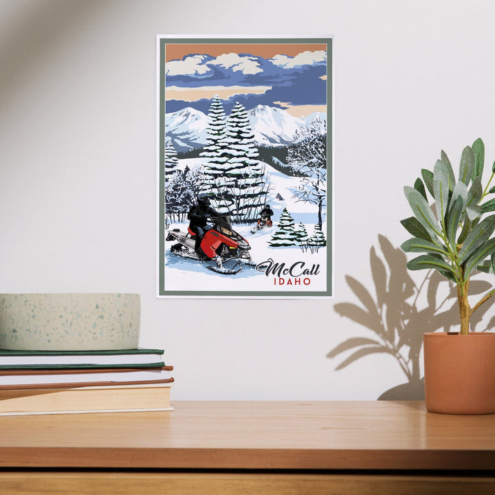 McCall, Idaho, Snowmobile Scene, Art & Giclee Prints Art Lantern Press 