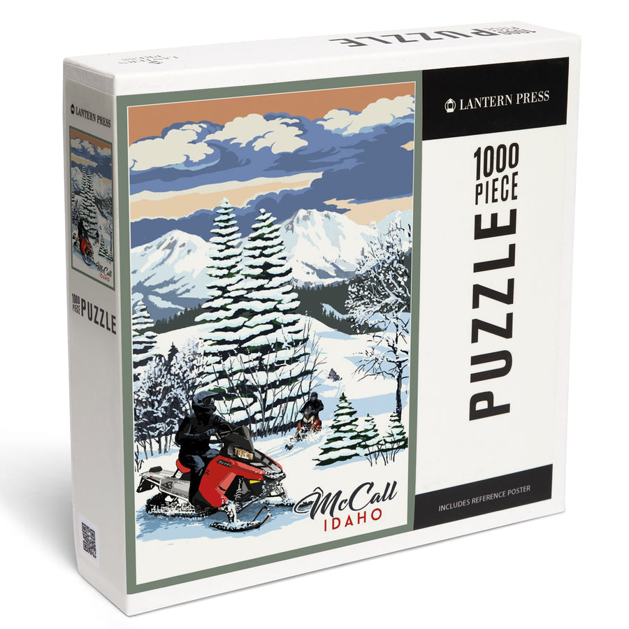 McCall, Idaho, Snowmobile Scene, Jigsaw Puzzle Puzzle Lantern Press 
