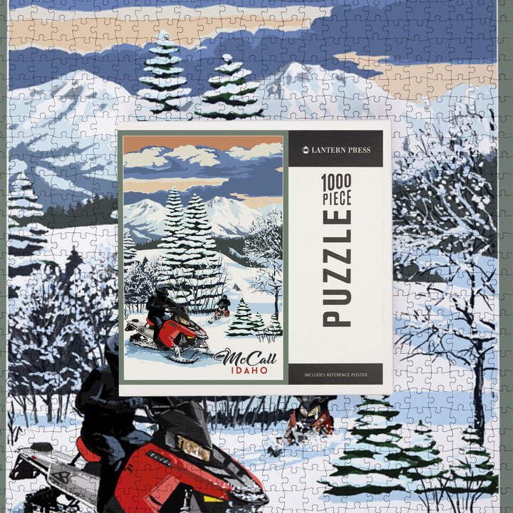 McCall, Idaho, Snowmobile Scene, Jigsaw Puzzle Puzzle Lantern Press 