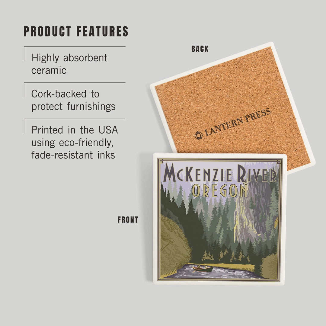 McKenzie River, Oregon Scene, Coasters Coasters Lantern Press 