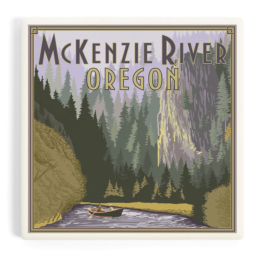 McKenzie River, Oregon Scene, Coasters Coasters Lantern Press 
