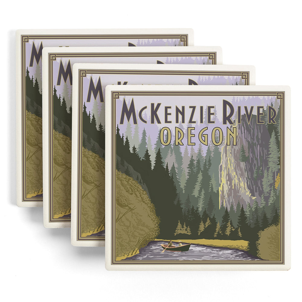 McKenzie River, Oregon Scene, Coasters Coasters Lantern Press 