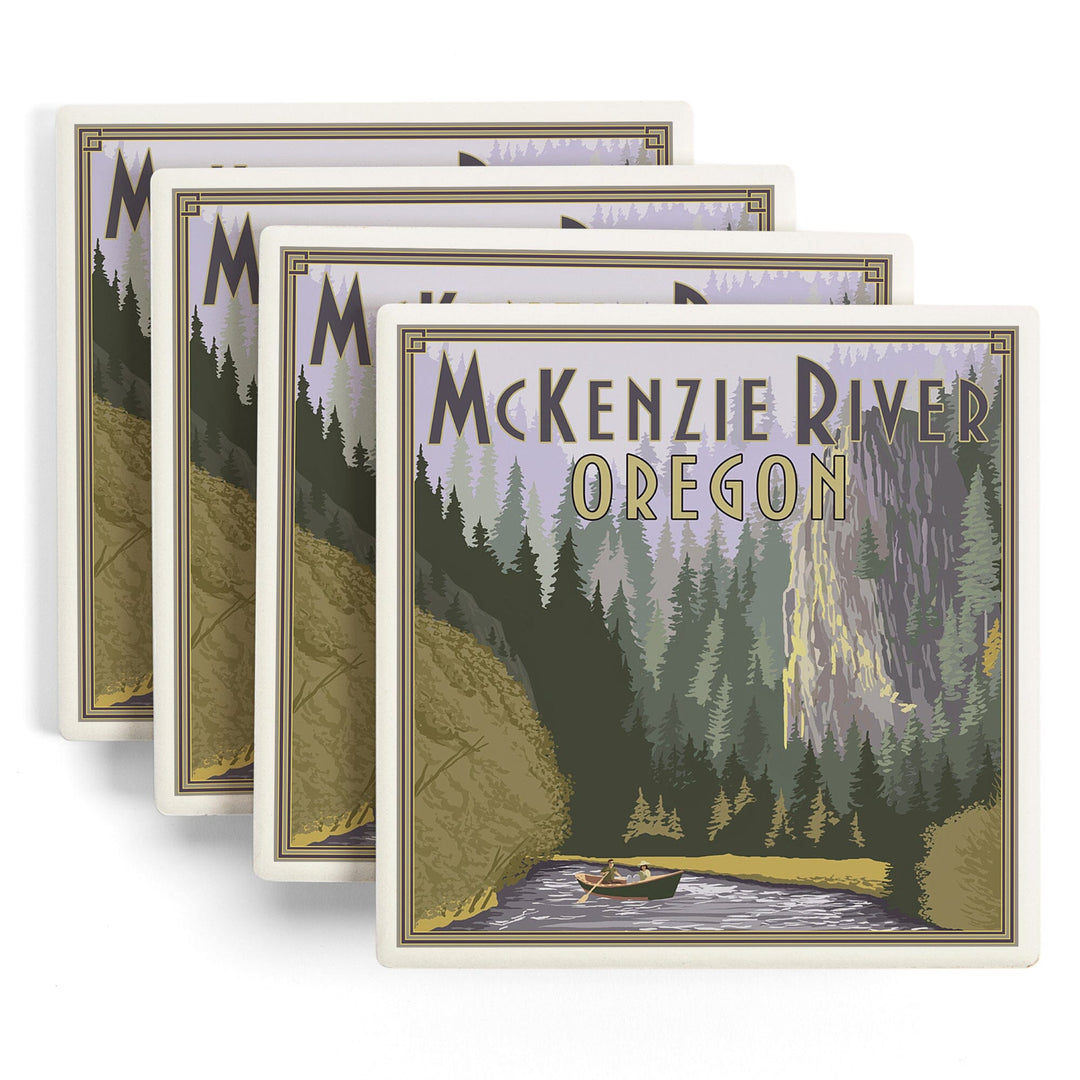 McKenzie River, Oregon Scene, Coasters Coasters Lantern Press 