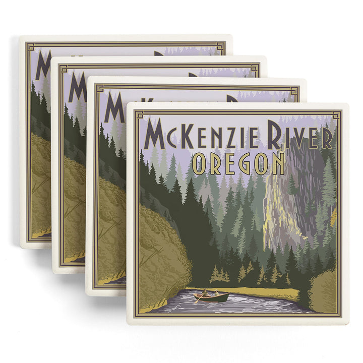 McKenzie River, Oregon Scene, Coasters Coasters Lantern Press 
