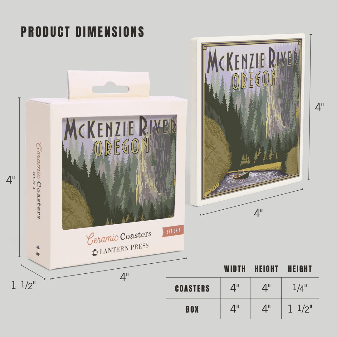 McKenzie River, Oregon Scene, Coasters Coasters Lantern Press 