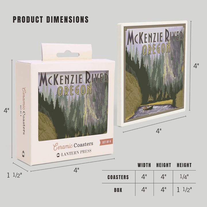 McKenzie River, Oregon Scene, Coasters Coasters Lantern Press 