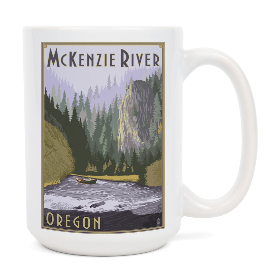 McKenzie River, Oregon Scene, Lantern Press Poster, Ceramic Mug Mugs Lantern Press 