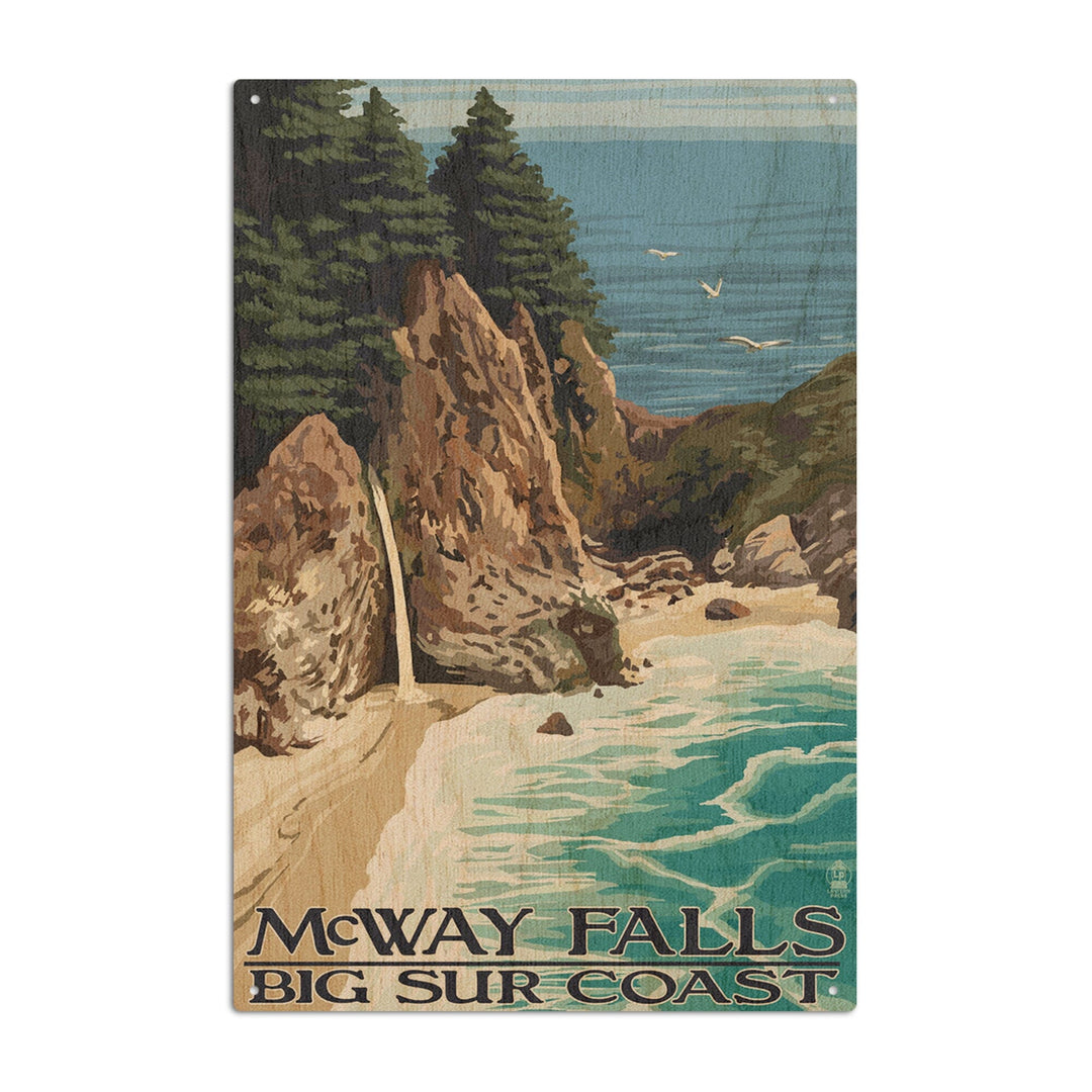 McWay Falls, Big Sur Coast, California, Lantern Press Artwork, Wood Signs and Postcards Wood Lantern Press 10 x 15 Wood Sign 