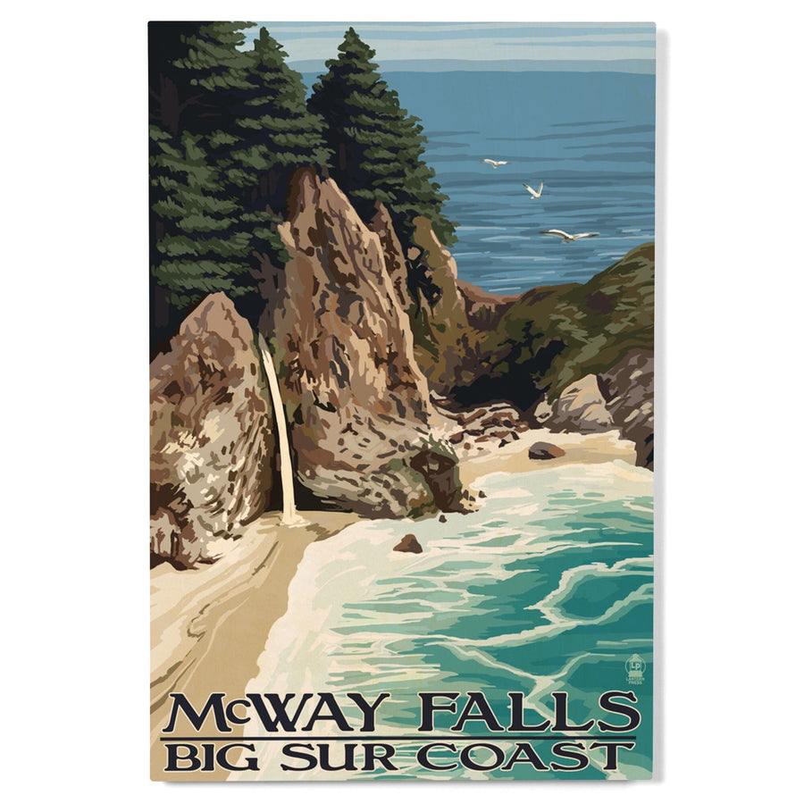 McWay Falls, Big Sur Coast, California, Lantern Press Artwork, Wood Signs and Postcards Wood Lantern Press 