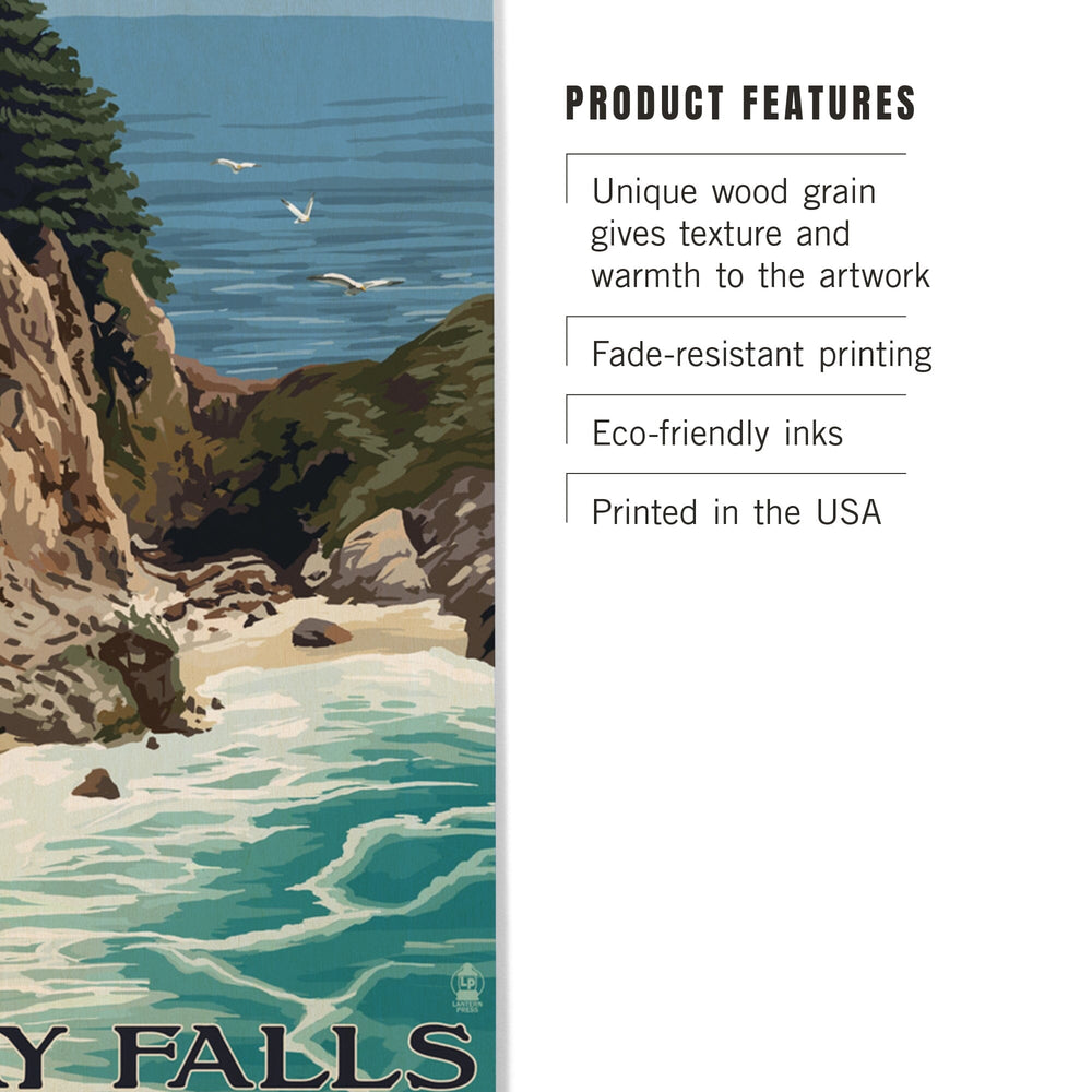 McWay Falls, Big Sur Coast, California, Lantern Press Artwork, Wood Signs and Postcards Wood Lantern Press 