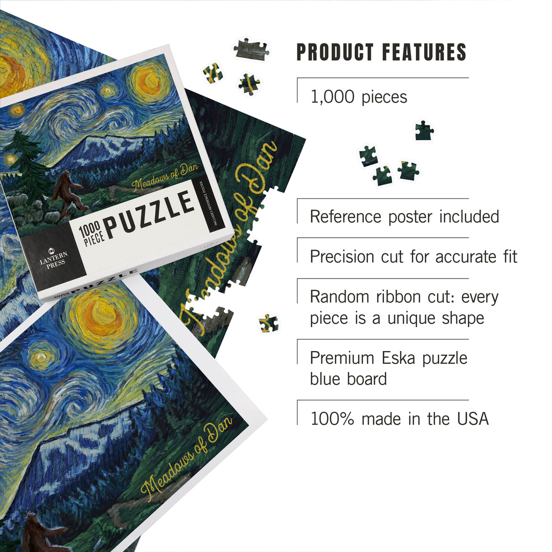 Meadows of Dan, Virginia, Bigfoot, Starry Night, Jigsaw Puzzle Puzzle Lantern Press 