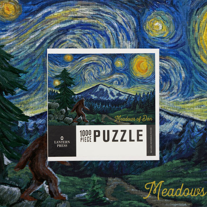 Meadows of Dan, Virginia, Bigfoot, Starry Night, Jigsaw Puzzle Puzzle Lantern Press 