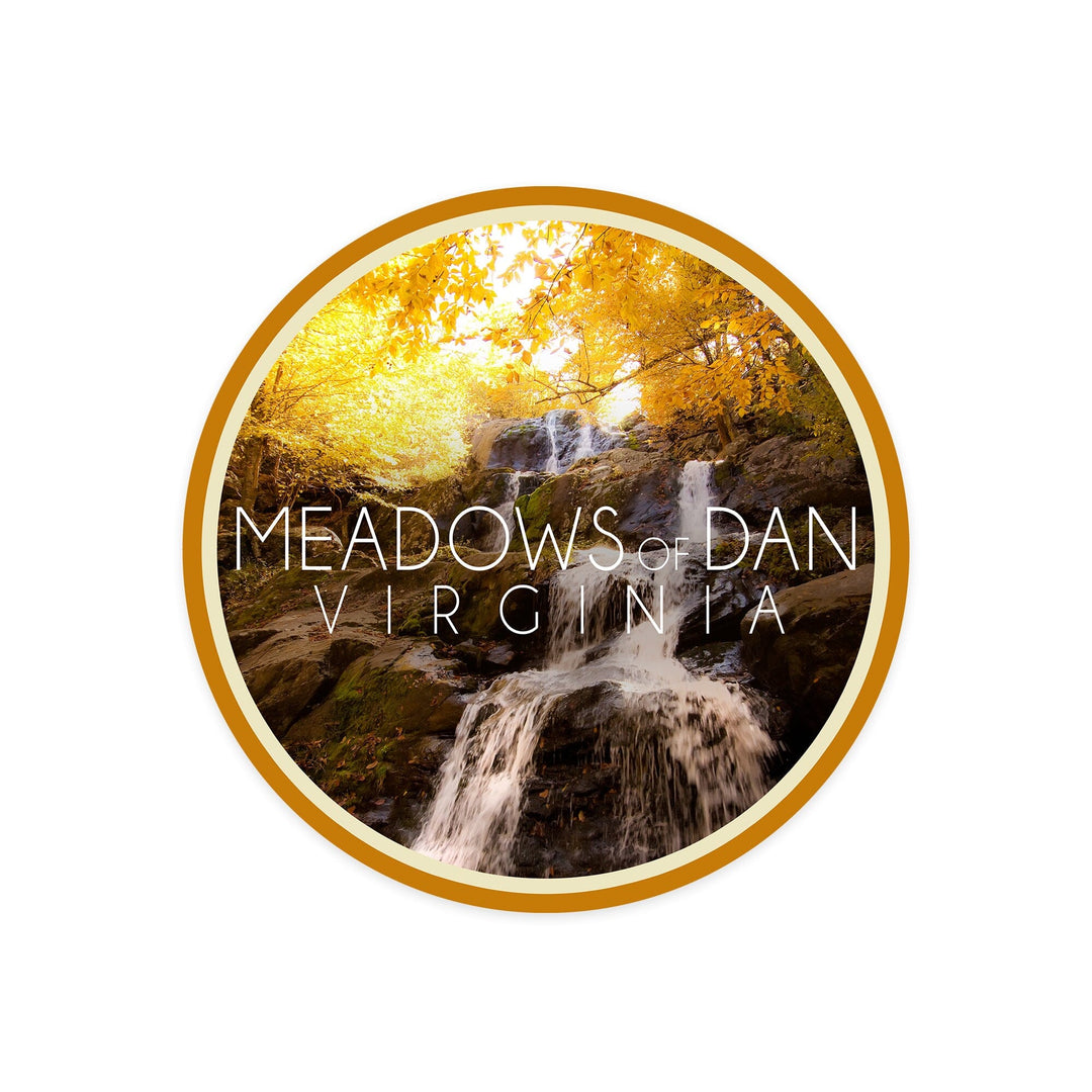Meadows of Dan, Virginia, Waterfall in Autumn, Contour, Photography, Vinyl Sticker Sticker Lantern Press 