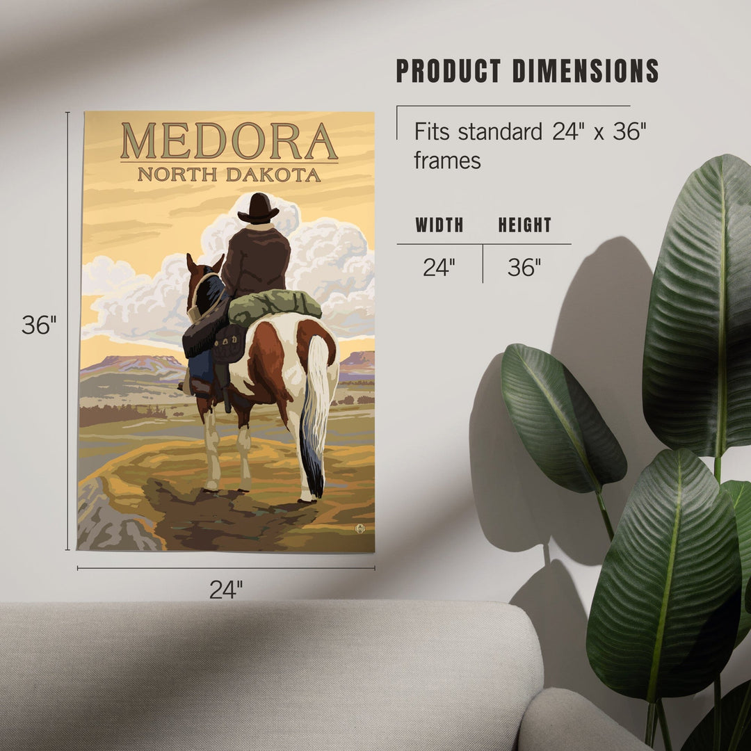 Medora, North Dakota, Cowboy on Ridge, Art & Giclee Prints Art Lantern Press 