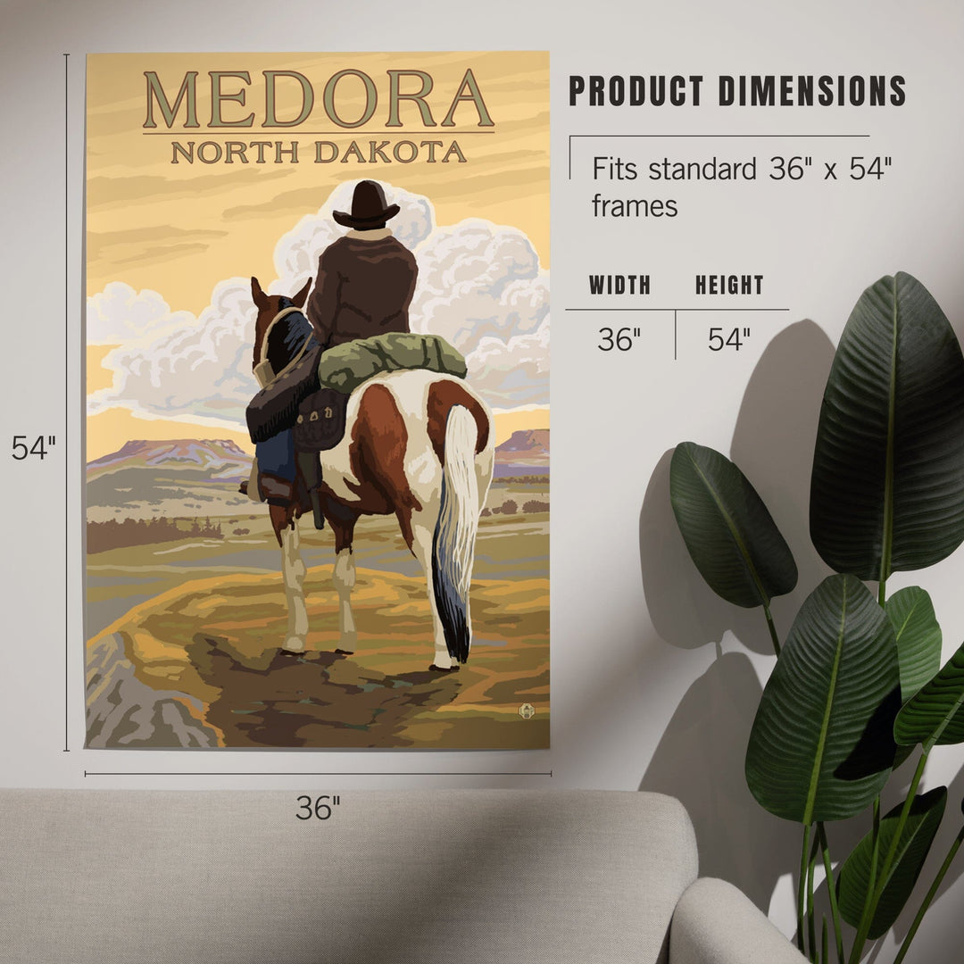 Medora, North Dakota, Cowboy on Ridge, Art & Giclee Prints Art Lantern Press 