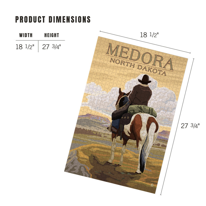 Medora, North Dakota, Cowboy on Ridge, Jigsaw Puzzle Puzzle Lantern Press 