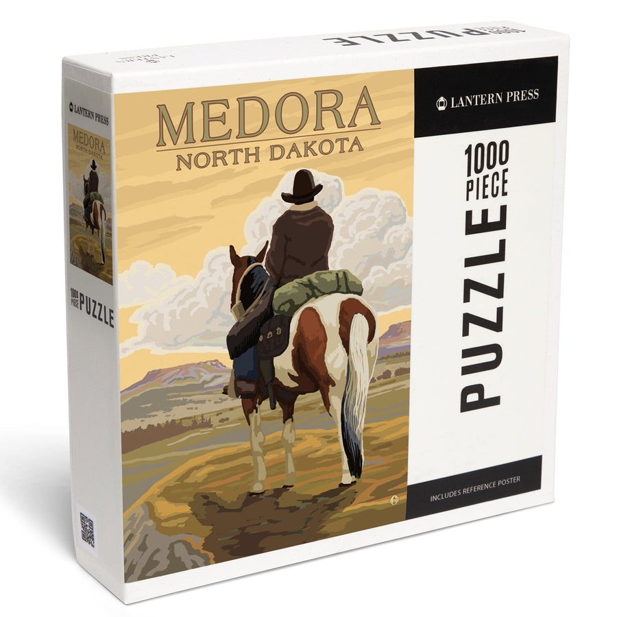 Medora, North Dakota, Cowboy on Ridge, Jigsaw Puzzle Puzzle Lantern Press 