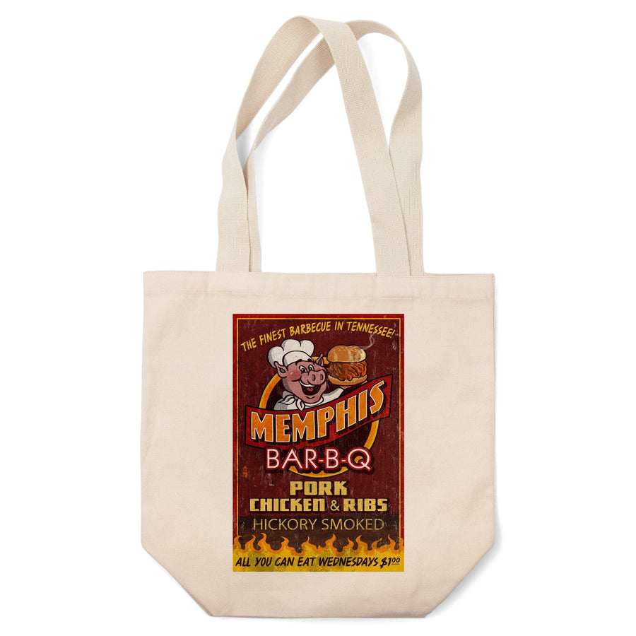 Memphis, Tennessee, BBQ Pig Vintage Sign, Tote Bag Totes Lantern Press 