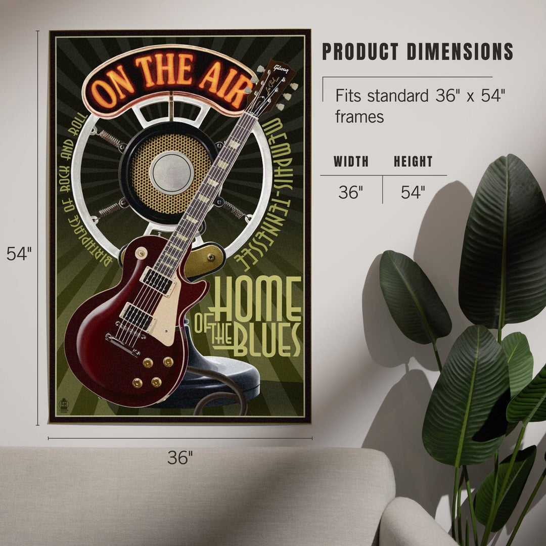 Memphis, Tennessee, Guitar and Microphone, Art & Giclee Prints - Lantern Press