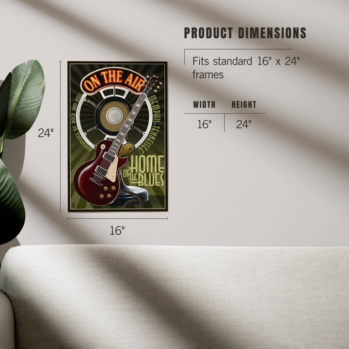 Memphis, Tennessee, Guitar and Microphone, Art & Giclee Prints - Lantern Press