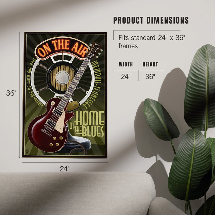 Memphis, Tennessee, Guitar and Microphone, Art & Giclee Prints - Lantern Press