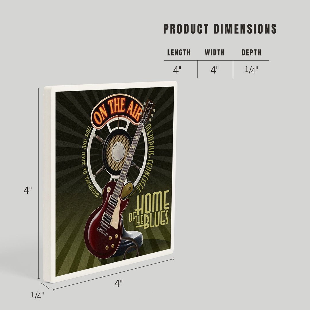 Memphis, Tennessee, Guitar and Microphone, Coasters Coasters Lantern Press 