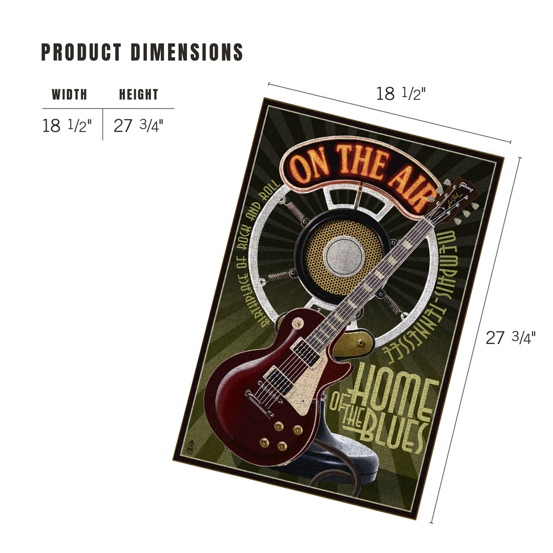 Memphis, Tennessee, Guitar and Microphone, Jigsaw Puzzle Puzzle Lantern Press 