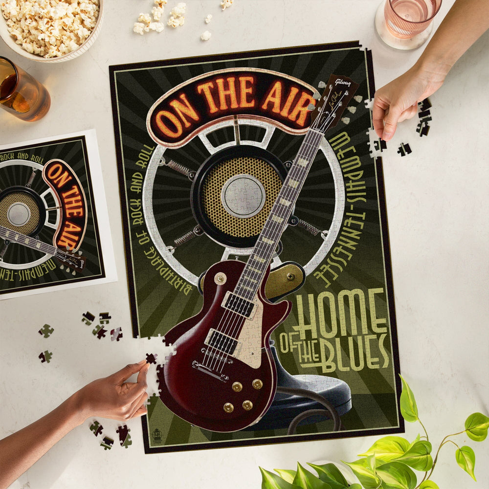Memphis, Tennessee, Guitar and Microphone, Jigsaw Puzzle Puzzle Lantern Press 