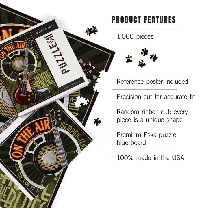 Memphis, Tennessee, Guitar and Microphone, Jigsaw Puzzle Puzzle Lantern Press 