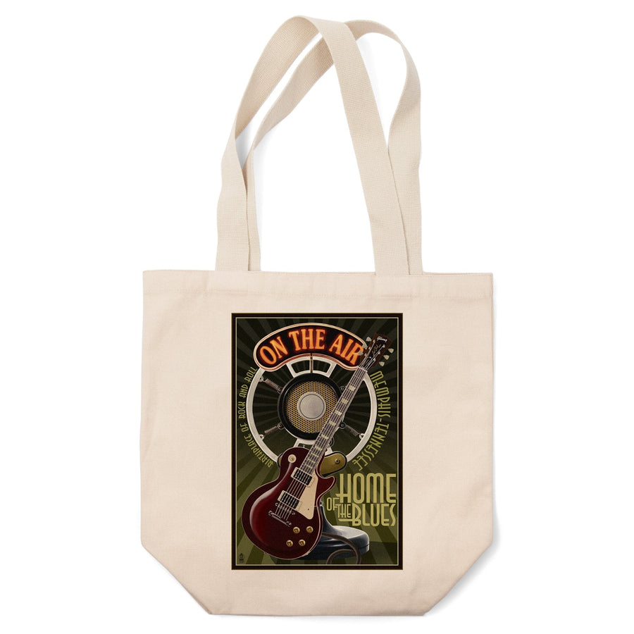Memphis, Tennessee, Guitar and Microphone, Tote Bag Totes Lantern Press 
