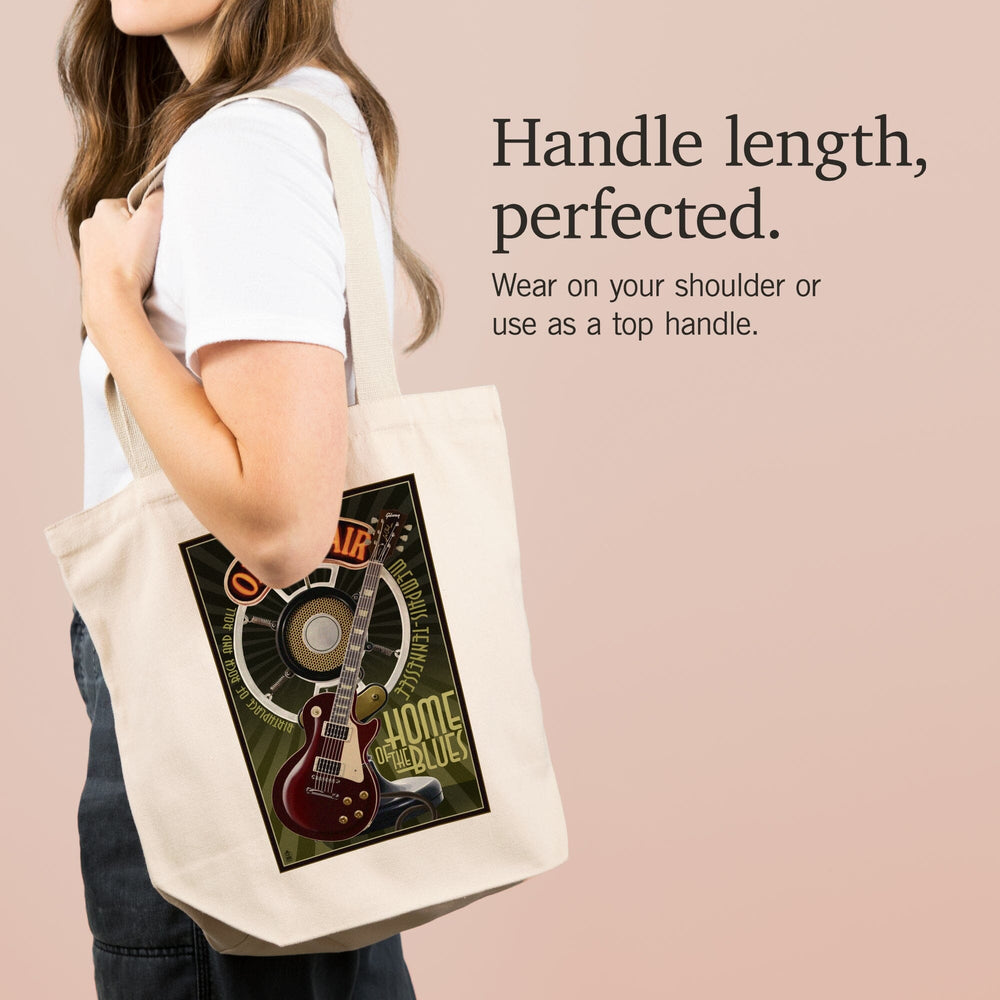 Memphis, Tennessee, Guitar and Microphone, Tote Bag Totes Lantern Press 