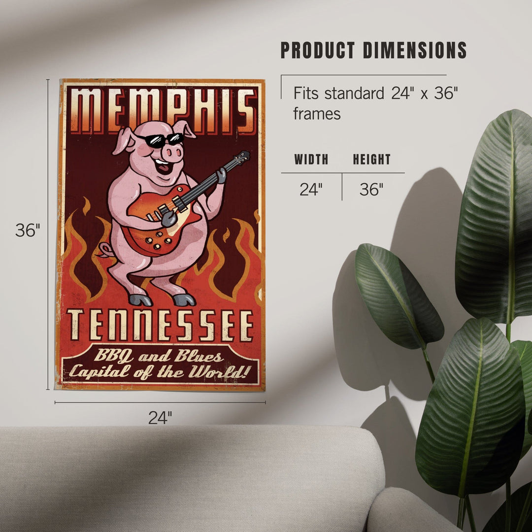 Memphis, Tennessee, Guitar Pig, Art & Giclee Prints Art Lantern Press 
