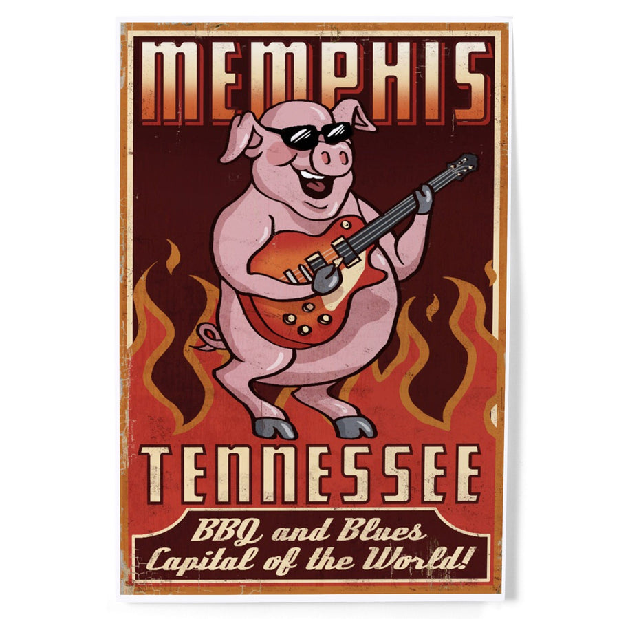 Memphis, Tennessee, Guitar Pig, Art & Giclee Prints Art Lantern Press 