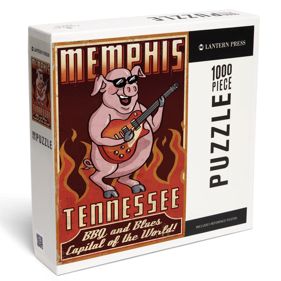 Memphis, Tennessee, Guitar Pig, Jigsaw Puzzle Puzzle Lantern Press 
