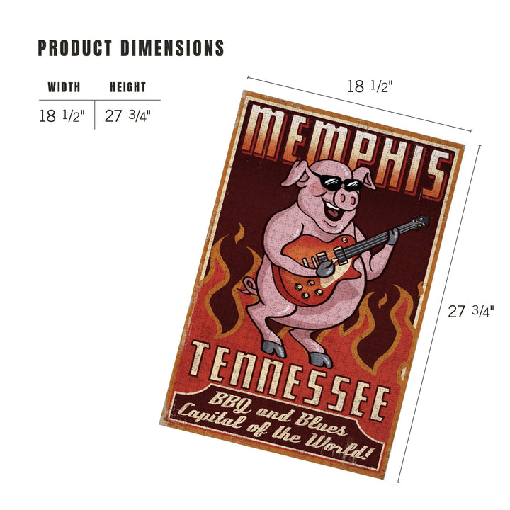 Memphis, Tennessee, Guitar Pig, Jigsaw Puzzle - Lantern Press