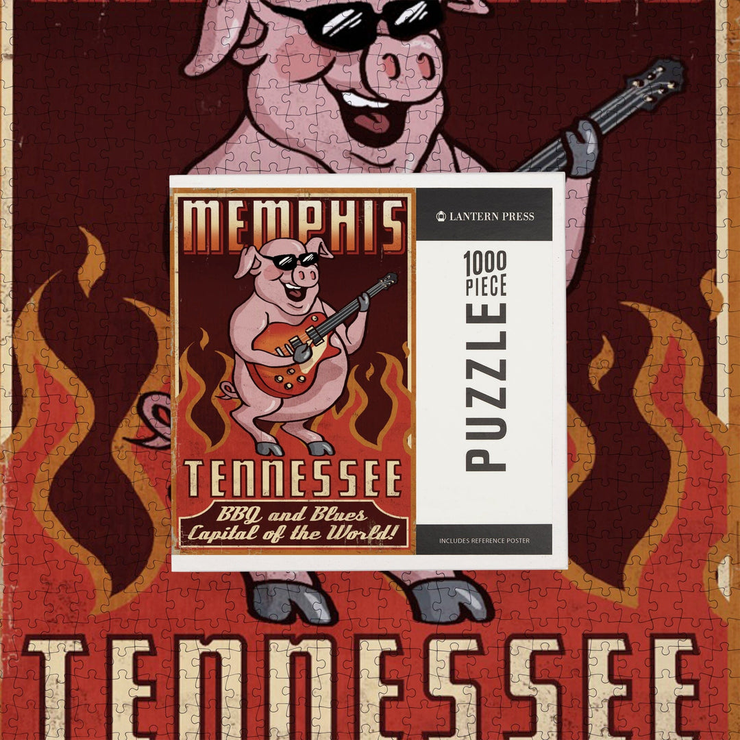 Memphis, Tennessee, Guitar Pig, Jigsaw Puzzle - Lantern Press