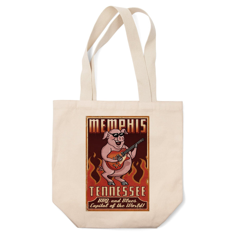 Memphis, Tennessee, Guitar Pig, Tote Bag Totes Lantern Press 