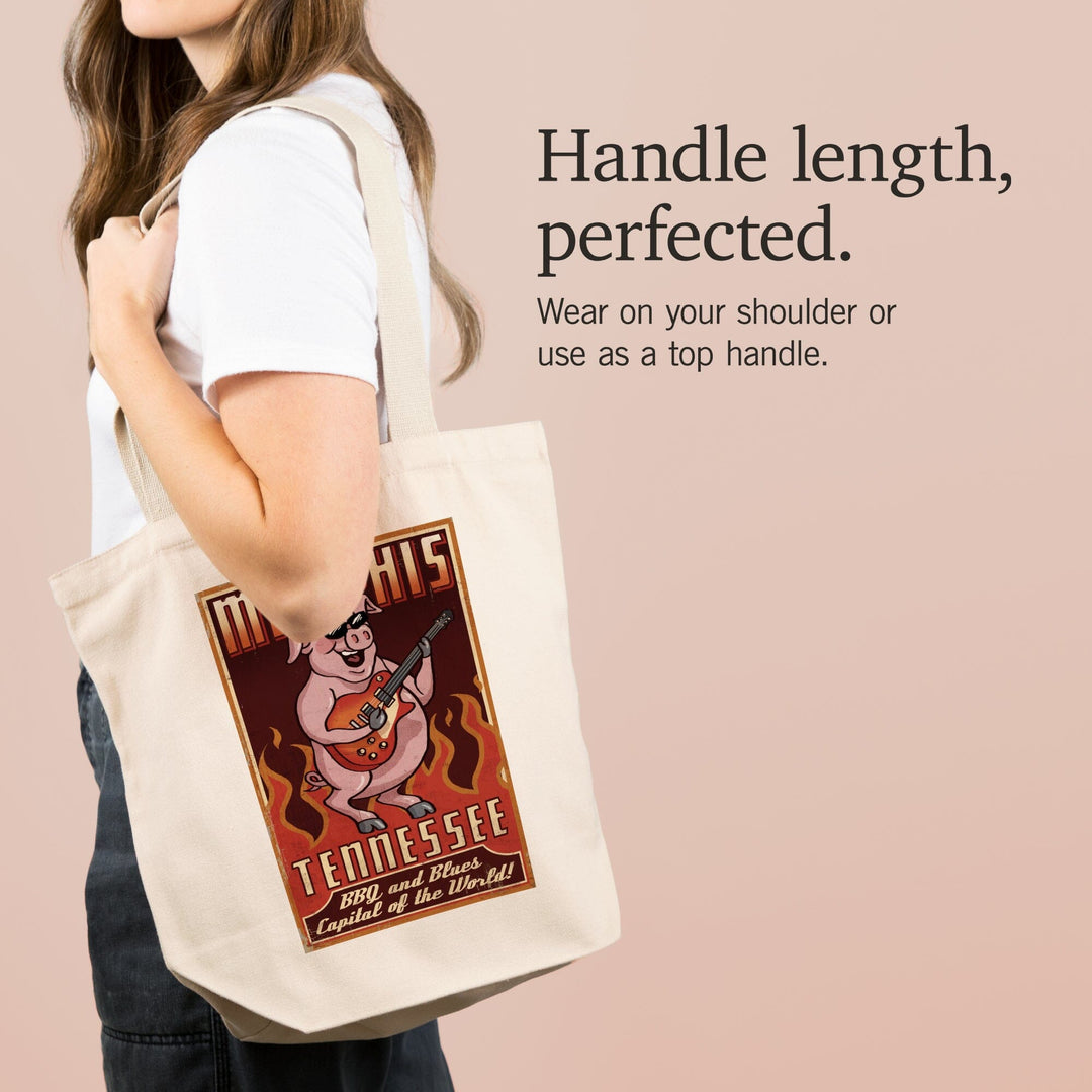 Memphis, Tennessee, Guitar Pig, Tote Bag Totes Lantern Press 